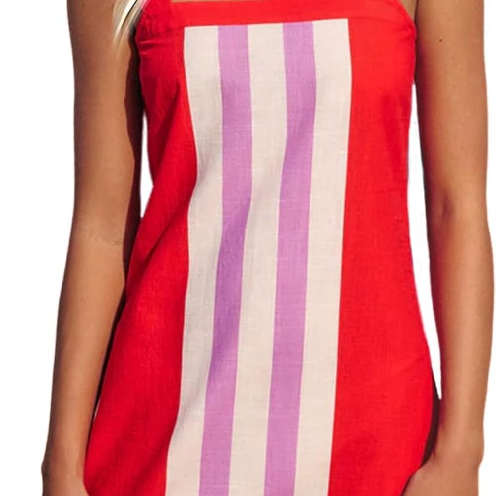 Women Boho Floral Mini Dress Summer Casual Color Block Beach Coverup